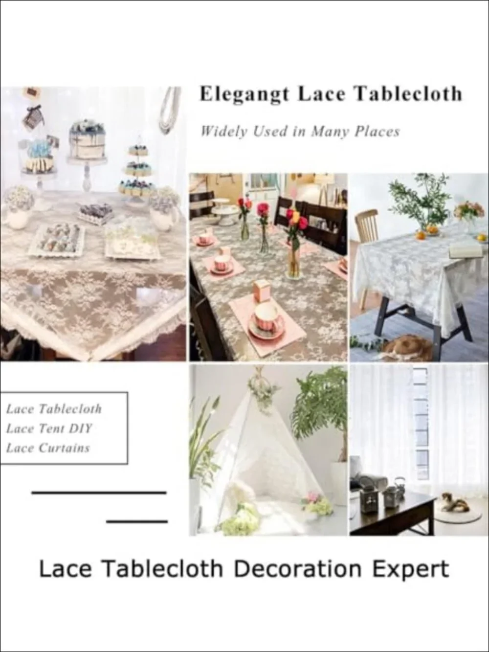 Lace Tablecloth 60x120 5 Pack Floral Cutwork Wedding Table Cloth